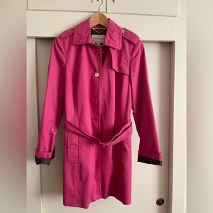 Banana Republic hot pink trench coat women's size M